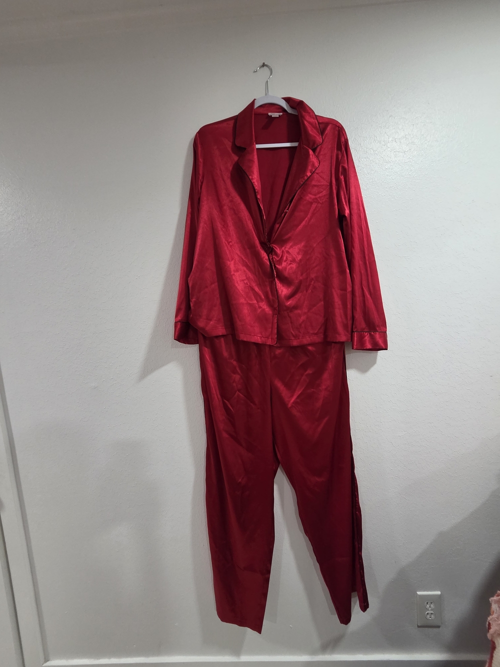 Ambrielle Red Satin Two-Piece Pajama Set